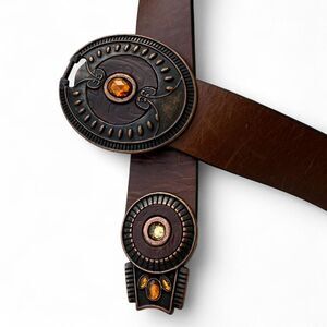 VINTAGE Chico’s Distressed Genuine Leather Statement Belt | Cowgirl Art Deco